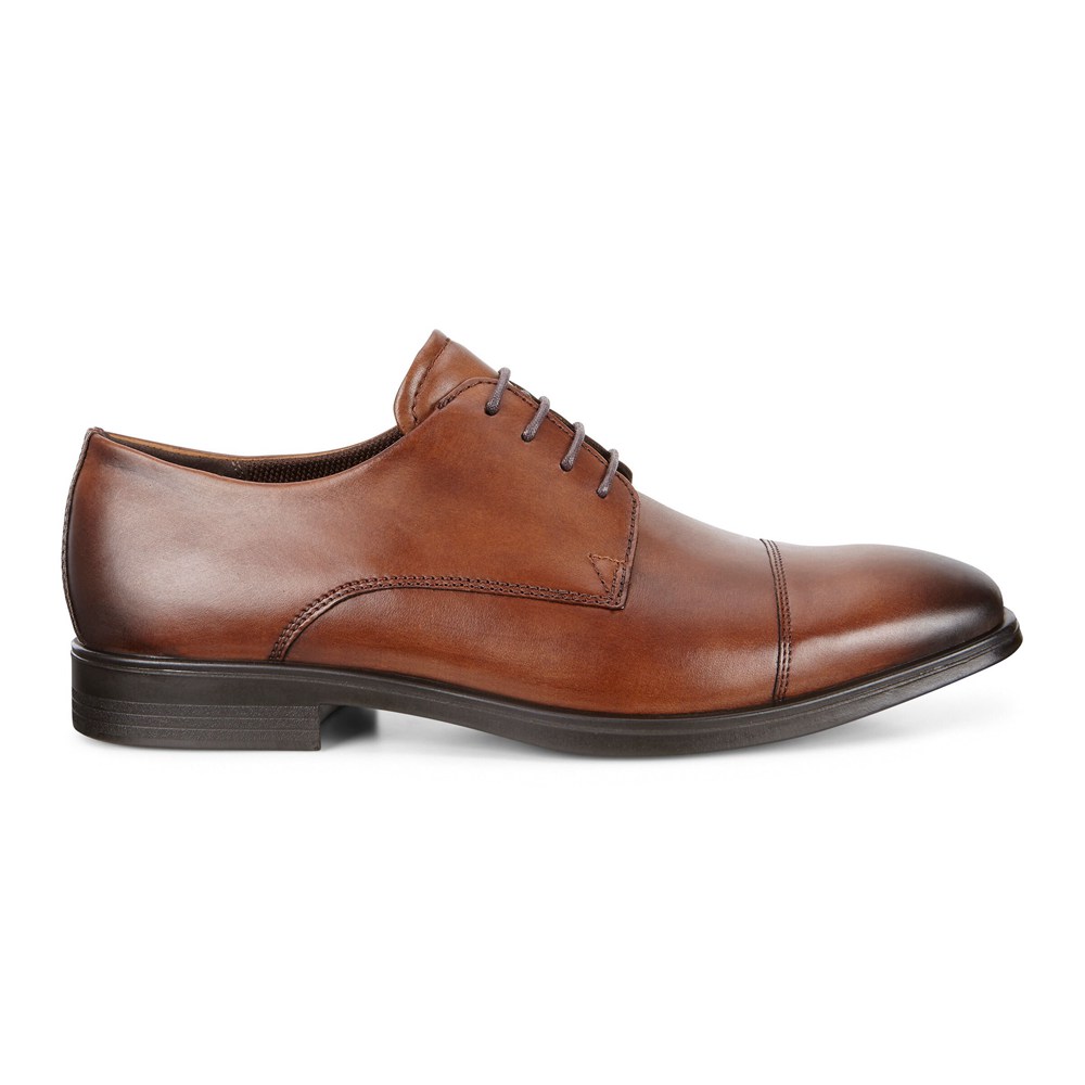 ECCO Mens Dress Shoes Brown - Melbourne Cap Toe Tie - JBI-672053